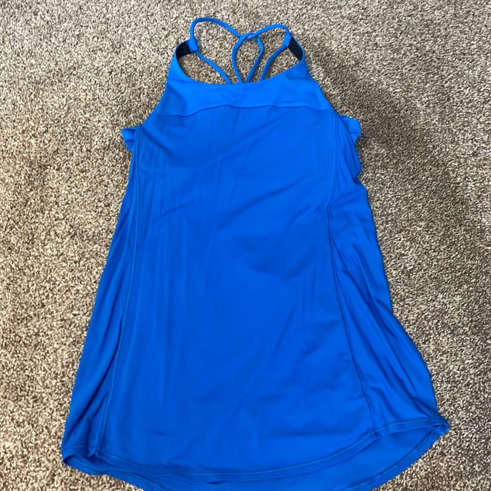 Womens strappy workout tank with built in bra